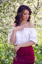 Portrait of a young girl brown hair with make-up Royalty Free Stock Photo