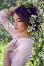 Portrait of a young girl brown hair with make-up Royalty Free Stock Photo