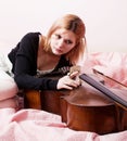 Portrait of young girl with a cello Royalty Free Stock Photo