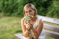 Portrait of a young girl collecting flowers Royalty Free Stock Photo