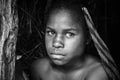 Portrait of a young girl from the Dani tribe, in West Papua, Indonesia. Royalty Free Stock Photo