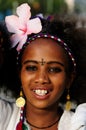 Portrait of the young girl from Ethiopia with the cross tattooed on the head