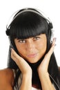 Portrait of the young girl in headphones Royalty Free Stock Photo