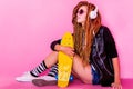 Portrait of a young girl with headphones Royalty Free Stock Photo