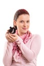 Portrait of a young girl with her guinea pig Royalty Free Stock Photo