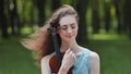 Portrait of a young girl with her violin. Royalty Free Stock Photo
