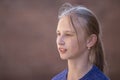 Portrait young girl outdoors, close up Royalty Free Stock Photo