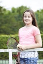 Portrait Of Young Girl Playing Tennis Royalty Free Stock Photo