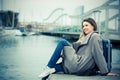 Portrait of young girl relaxing at berth