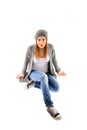 Portrait of young girl seating on the floor