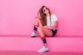 Portrait of a young girl with skateboard Royalty Free Stock Photo