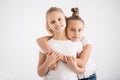 Girl standing behind best friend Royalty Free Stock Photo