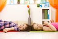 Portrait of young girls enjoying music