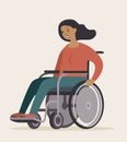 Portrait of a young handicapped woman. Young girl sitting in a wheelchair