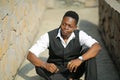 Portrait of young handsome afro black man posing outdoor Royalty Free Stock Photo