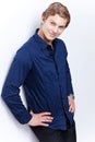 Portrait of a young handsome man wearing blue shirt on Royalty Free Stock Photo