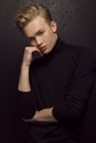 Portrait of young handsome man . Fashion shoot Royalty Free Stock Photo