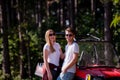 Young couple driving a off road buggy car Royalty Free Stock Photo