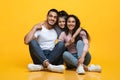 Portrait Of Young Happy Middle Eastern Family With Little Daughter Posing Together Royalty Free Stock Photo