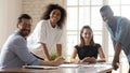 Portrait of young happy mixed race group of professionals. Royalty Free Stock Photo