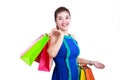 Portrait of young happy smiling woman with shopping bags Royalty Free Stock Photo