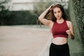 Portrait of a young healthy sport woman outdoor Royalty Free Stock Photo