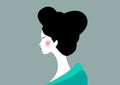 Portrait of the young Japanese girl an ancient hairstyle. Geisha, maiko, princess. Traditional Asian woman style. Print, poster Royalty Free Stock Photo