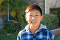 Portrait of young kid Asian boy with tooth braces. Royalty Free Stock Photo