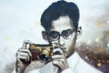 Portrait of the young King Bhumibol Adulyadej of Thailand