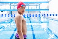 Portrait of young latin man swimmer at the pool in Mexico Latin America Royalty Free Stock Photo