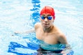 Portrait of young latin man swimmer at the pool in Mexico Latin America Royalty Free Stock Photo