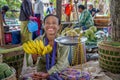 Portrait of Young Local Woman at Market in Myanmar - 17 November 2017 Royalty Free Stock Photo