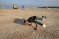 Portrait of a young male street dancer outdoors, southern Iran. Royalty Free Stock Photo