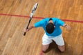 portrait young male tennis player celebrating success Royalty Free Stock Photo