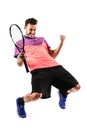 Portrait of a young male tennis player celebrating his success Royalty Free Stock Photo