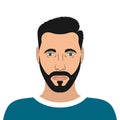 Portrait of a young man with beard and hair style. Male avatar. Vector.