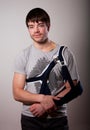 Portrait of young man with broken hand Royalty Free Stock Photo