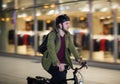 Young man on bicycle in the city Royalty Free Stock Photo