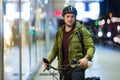 Young man on bicycle in the city Royalty Free Stock Photo