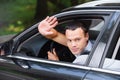 Portrait of young man driving car Royalty Free Stock Photo