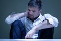 Portrait of young man feeling unhappy