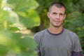 portrait young man in forest Royalty Free Stock Photo