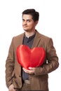 Portrait of a young man with heart shape