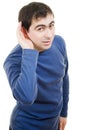 Portrait of young man listening gossip Royalty Free Stock Photo