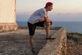 Young man, looking at the sunset Royalty Free Stock Photo