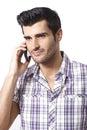 Portrait of young man on mobilephone Royalty Free Stock Photo