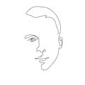 Portrait of young man one line drawing