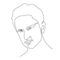 Portrait of young man one line drawing