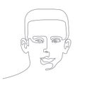 Portrait of young man one line drawing