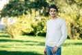 Portrait of young man outdoors